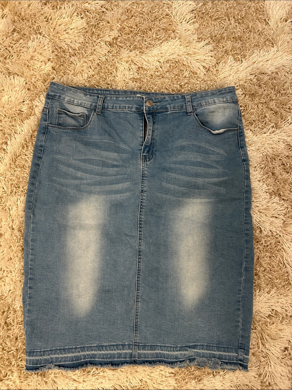 Jade Mackenzie light blue denim jean skirt modest XL
